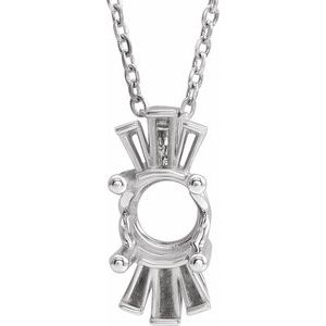 Platinum 6 mm Round Accented Necklace Mounting