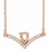 14K Rose 6x4 mm Pear .06 CTW Natural Diamond Semi-Set V 18" Necklace