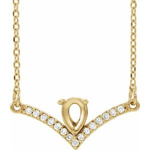 14K Yellow 6x4 mm Pear .06 CTW Natural Diamond Semi-Set V 18" Necklace