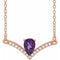 14K Rose Natural Amethyst & .06 CTW Natural Diamond 16