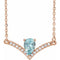 14K Rose Natural Aquamarine & .06 CTW Natural Diamond 18