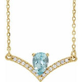 14K Yellow Natural Aquamarine & .06 CTW Natural Diamond 18" Necklace