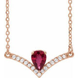 14K Rose Natural Ruby & .06 CTW Natural Diamond 18" Necklace