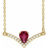 14K Yellow Natural Ruby & .06 CTW Natural Diamond 18" Necklace