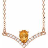 14K Rose Natural Citrine & .06 CTW Natural Diamond 18" Necklace