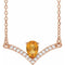 14K Rose Natural Citrine & .06 CTW Natural Diamond 18