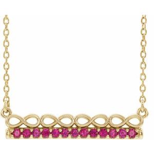 14K Yellow Natural Ruby Infinity-Inspired Bar 18" Necklace