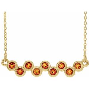 14K Yellow Natural Citrine Bezel-Set Bar 16-18" Necklace