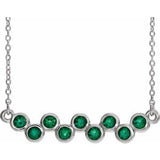 Sterling Silver Natural Emerald Bezel-Set Bar 16-18" Necklace