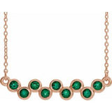 14K Rose Natural Emerald Bezel-Set Bar 16-18" Necklace