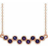 14K Rose Natural Alexandrite Bezel-Set Bar 16-18" Necklace