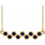 14K Yellow Natural Blue Sapphire Bezel-Set Bar 16-18" Necklace