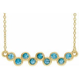 14K Yellow Natural Blue Zircon Bezel-Set Bar 16-18" Necklace