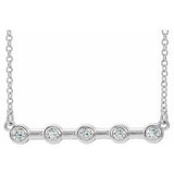 14K White 1/6 CTW Natural Diamond Bezel-Set Bar 18" Necklace