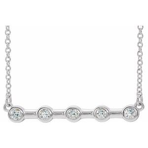 14K White 1/6 CTW Natural Diamond Bezel-Set Bar 18" Necklace