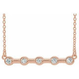 14K Rose 1/6 CTW Natural Diamond Bezel-Set Bar 16" Necklace