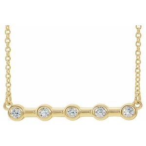 14K Yellow 1/6 CTW Natural Diamond Bezel-Set Bar 16" Necklace