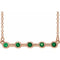 14K Rose Natural Emerald Bezel-Set Bar 16