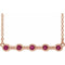 14K Rose Natural Pink Tourmaline Bezel-Set Bar 18