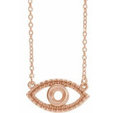 14K Rose Accented Evil Eye 18" Necklace Mounting
