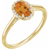 14K Yellow 7x5 mm Natural Citrine & .03 CTW Natural Diamond Ring