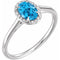 14K White 7x5 mm Natural Swiss Blue Topaz & .03 CTW Natural Diamond Ring