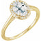 14K Yellow 8x6 mm Oval White Topaz & .05 CTW Diamond Ring