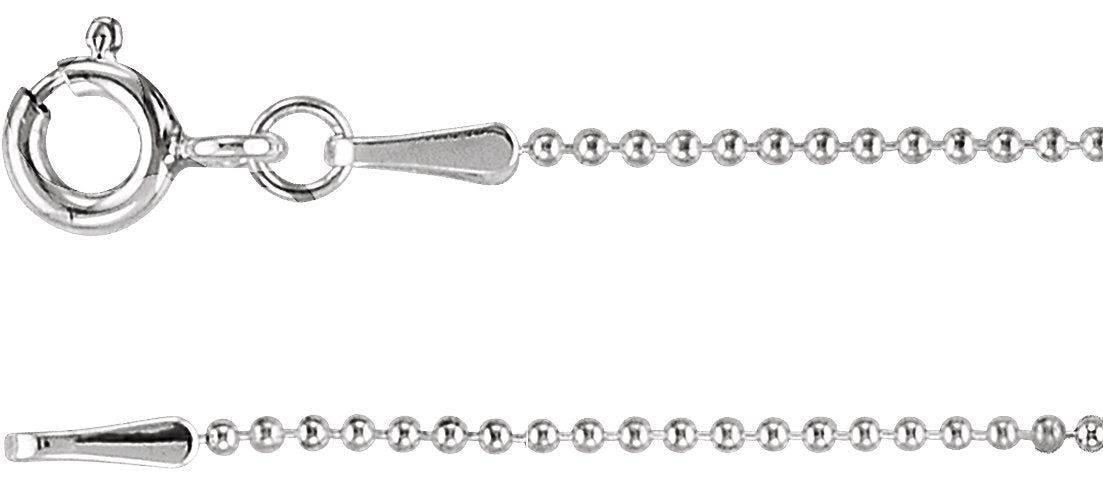 Sterling Silver 1 mm Hollow Bead 20" Chain
