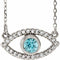 14K White Natural Blue Zircon & Natural White Sapphire Evil Eye 16
