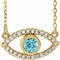 14K Yellow Natural Zircon & Natural White Sapphire Evil Eye 16