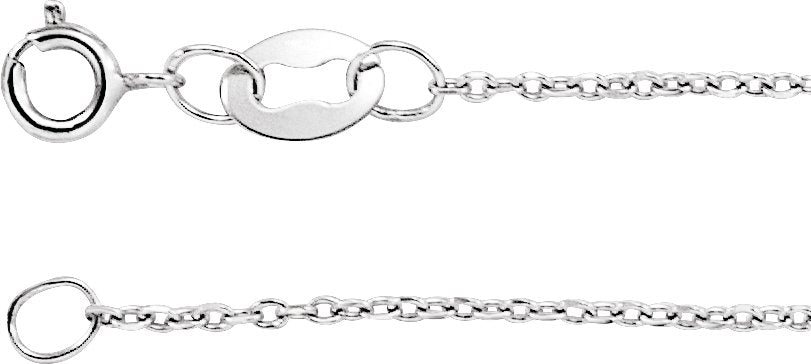 14K White Gold 1 mm Diamond-Cut Cable 7" Chain