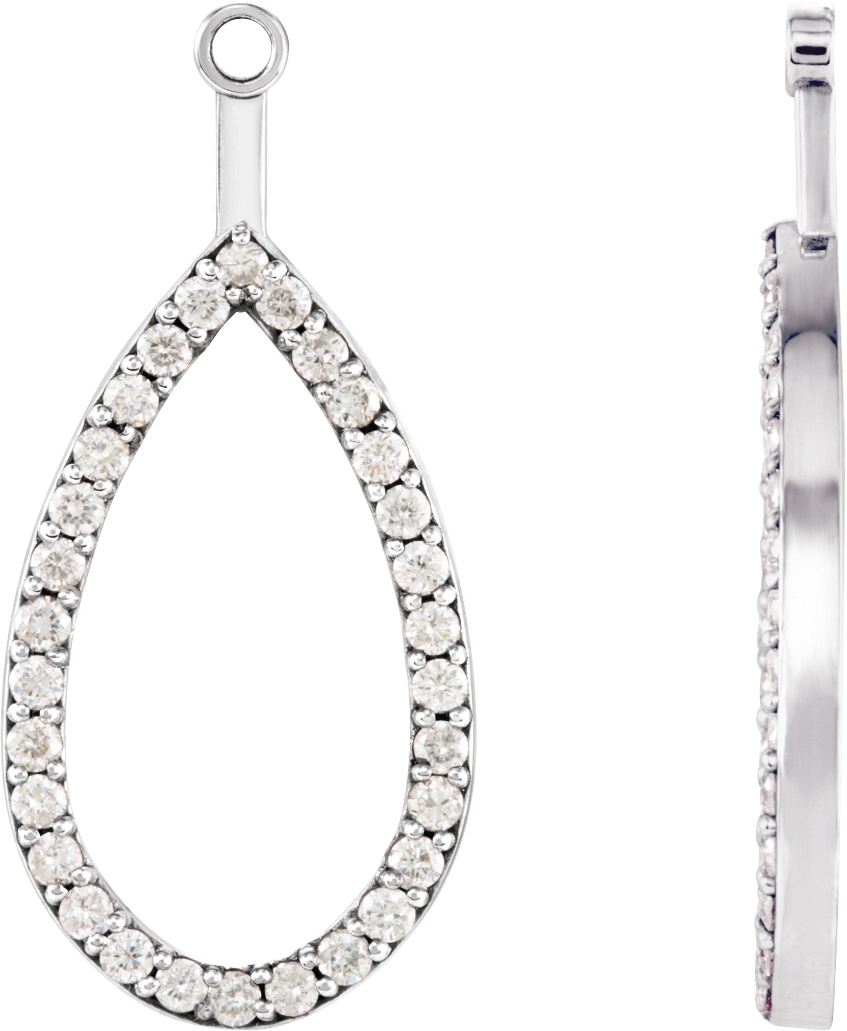 14K White Gold 1/4 CTW Natural Diamond Teardrop Earring Jackets