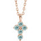 14K Rose Natural Aquamarine Cross 16-18