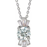 Sterling Silver Natural White Sapphire & 1/6 CTW Natural Diamond 16-18" Necklace