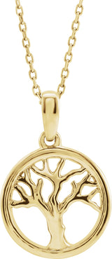 14K Yellow Gold Tree of Life 16-18" Necklace
