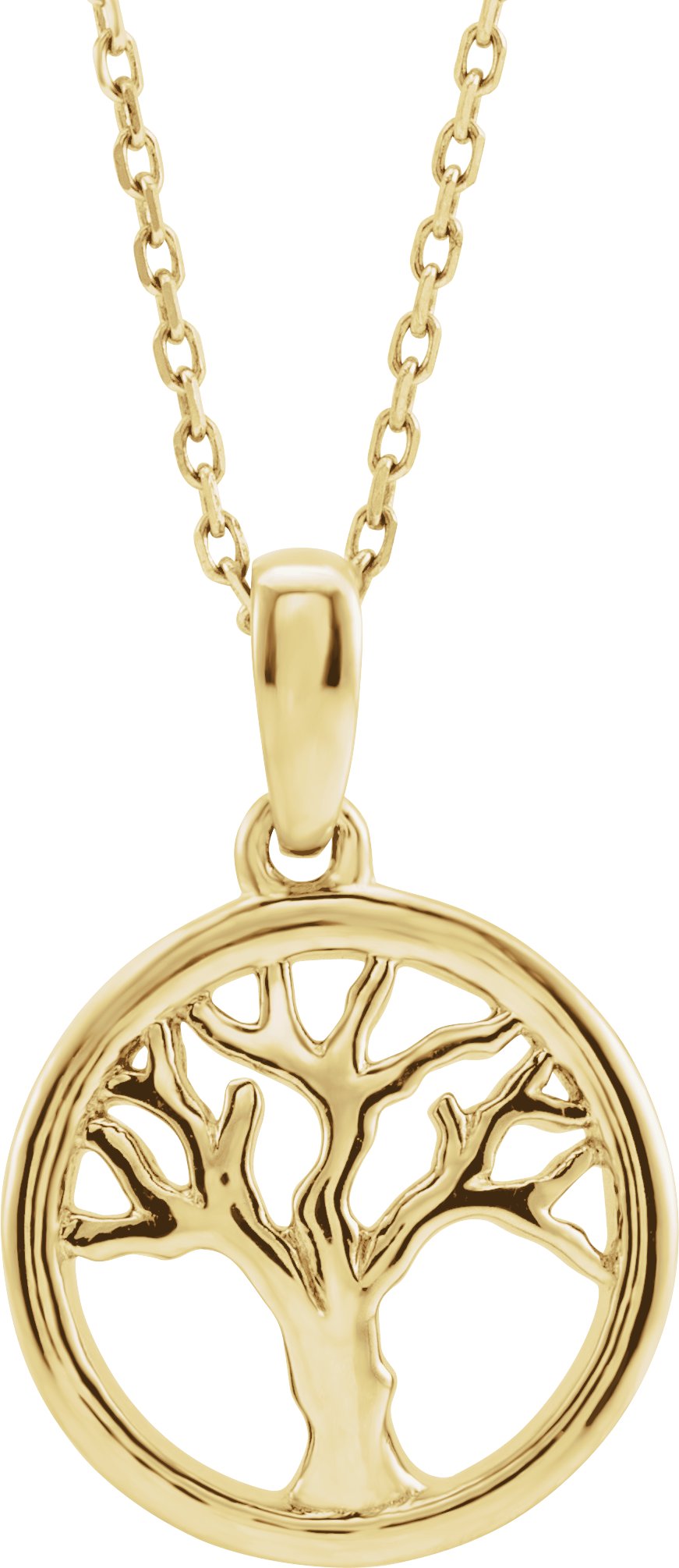 14K Yellow Gold Tree of Life 16-18" Necklace