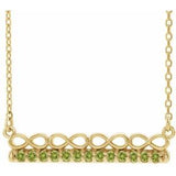 14K Yellow Natural Peridot Infinity-Inspired Bar 18" Necklace