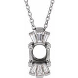 14K White 6 mm Round 1/6 CTW Natural Diamond Semi-Set 16-18" Necklace