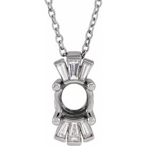 14K White 6 mm Round 1/6 CTW Natural Diamond Semi-Set 16-18" Necklace