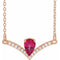 14K Rose Lab-Grown Ruby & .06 CTW Natural Diamond 18