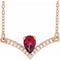 14K Rose Natural Mozambique Garnet & .06 CTW Natural Diamond 16