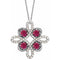 Platinum Natural Pink Tourmaline & 1/8 CTW Natural Diamond Clover 18