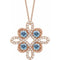 14K Rose Natural Aquamarine & 1/6 CTW Natural Diamond Clover 18