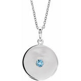 Sterling Silver Natural Aquamarine Disc 16-18" Necklace