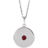 14K White Natural Ruby Disc 16-18" Necklace