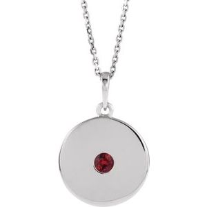 Platinum Natural Ruby Disc 16-18" Necklace