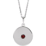 Sterling Silver Natural Mozambique Garnet Disc 16-18" Necklace