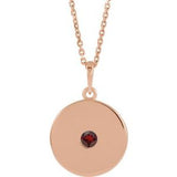 14K Rose Natural Mozambique Garnet Disc 16-18" Necklace