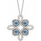 Platinum Natural Aquamarine & 1/6 CTW Natural Diamond Clover 18