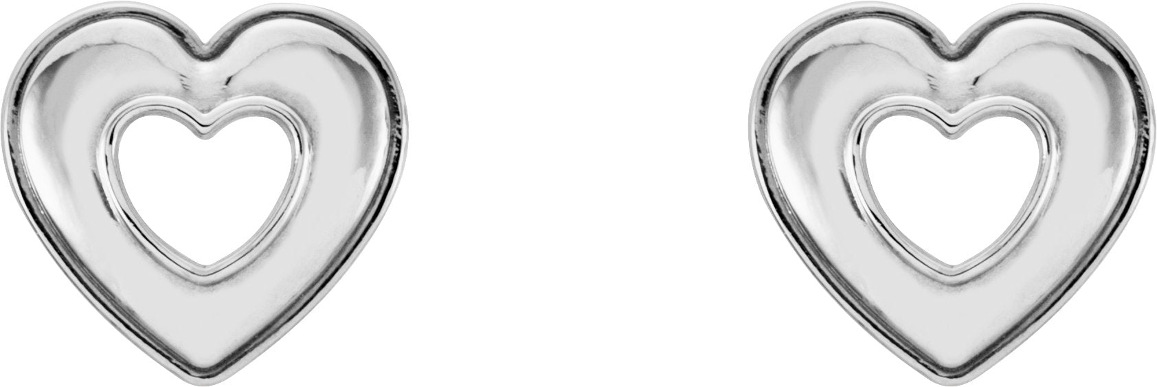 14K White Gold Heart Earrings